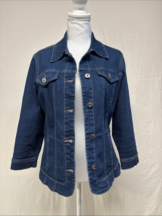 cleo Jackets & Blazers - cleo Dark Blue Denim Jacket with Button Front